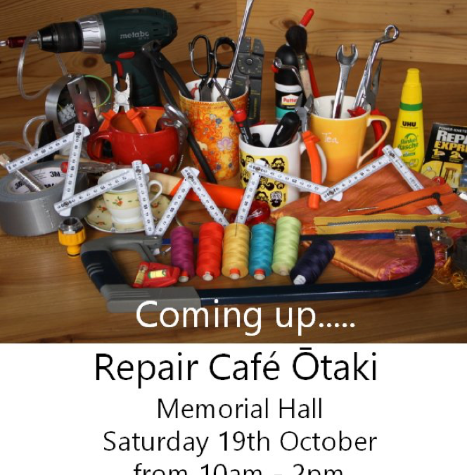 Ōtaki Repair Cafe – 19 October, 2019 10am – 2pm